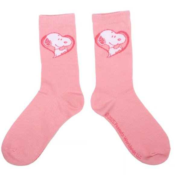 Peanuts Pink Snoopy Crochet 2 Pair Adult Crew Sock Set - Picture 2 of 10